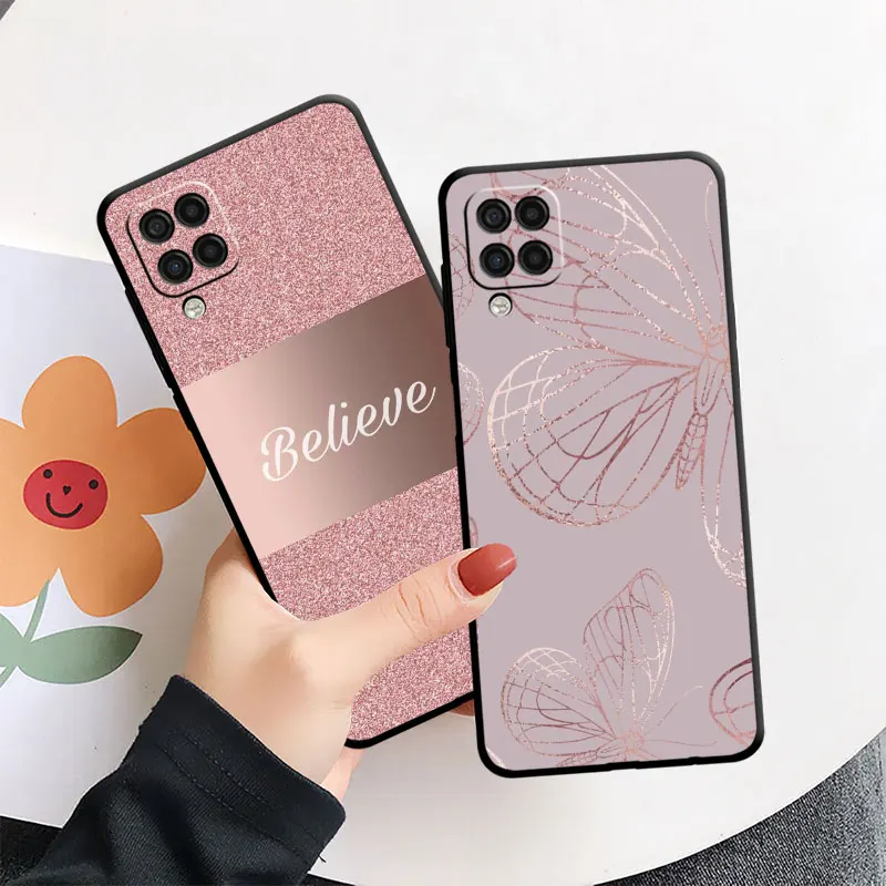 Schwarz Gold Rose Liebe Herz Hülle für Samsung Galaxy A21s A12 A22 A13 A52 5G A11 A71 A72 A32 A51 4G A72 A31 A23 A53 A33 A34 Abdeckung
