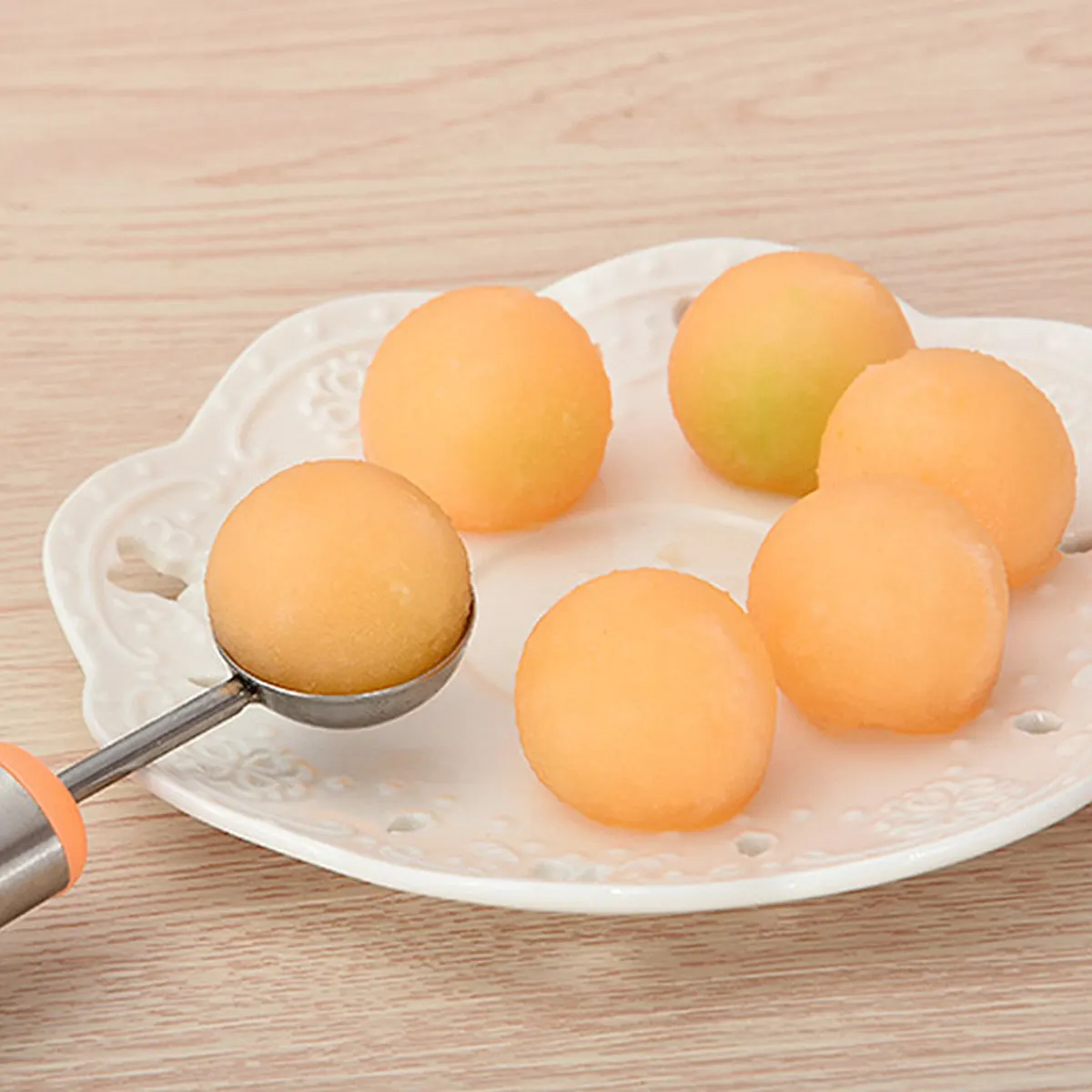 Cuchara para Frutas de Acero Inoxidable 304, Herramienta de Cocina Multifuncional, Cortador de Bolas para Melón, Patata, Helado