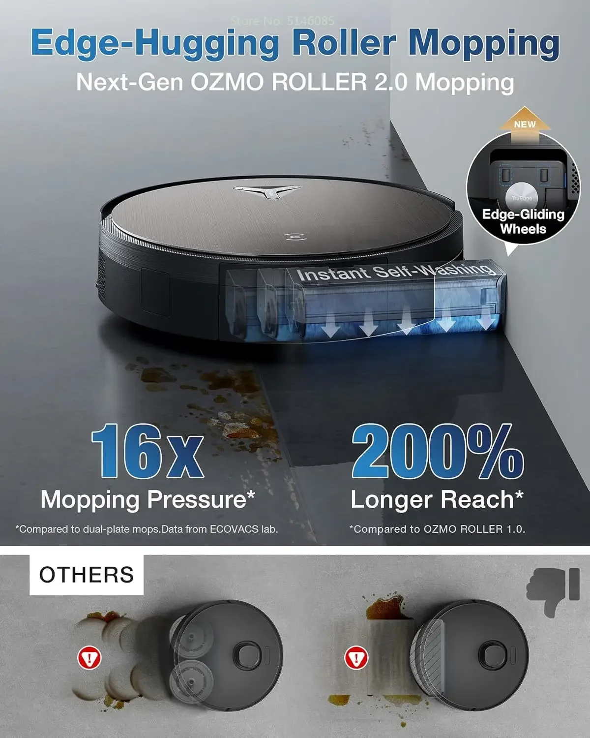 

Ecovacs X11 OMNICYCLONE (китайская версия) пылесос PowerBoost с силой всасывания 19500 Па, без мешка для сбора пыли.