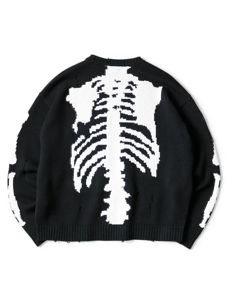 No Kapital Hirata Bone Skeleton Jersey vintage japonés para hombres y mujeres Suéter de punto con cuello redondo