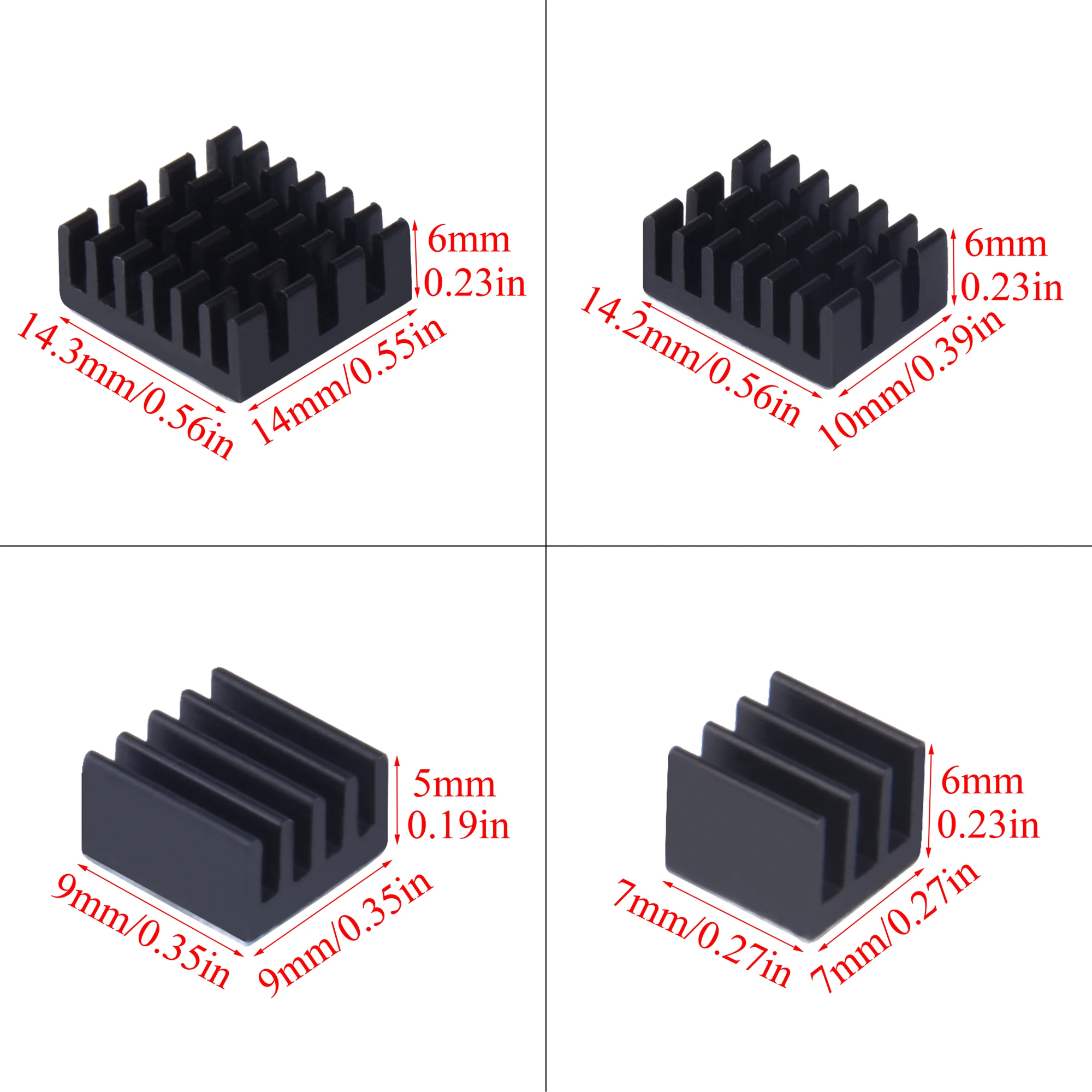 10/25/50 مجموعة الألومنيوم بالوعة الحرارة عدة 4 قطعة عدة التبريد برودة لراسبيري بي 4 نموذج B الأسود
