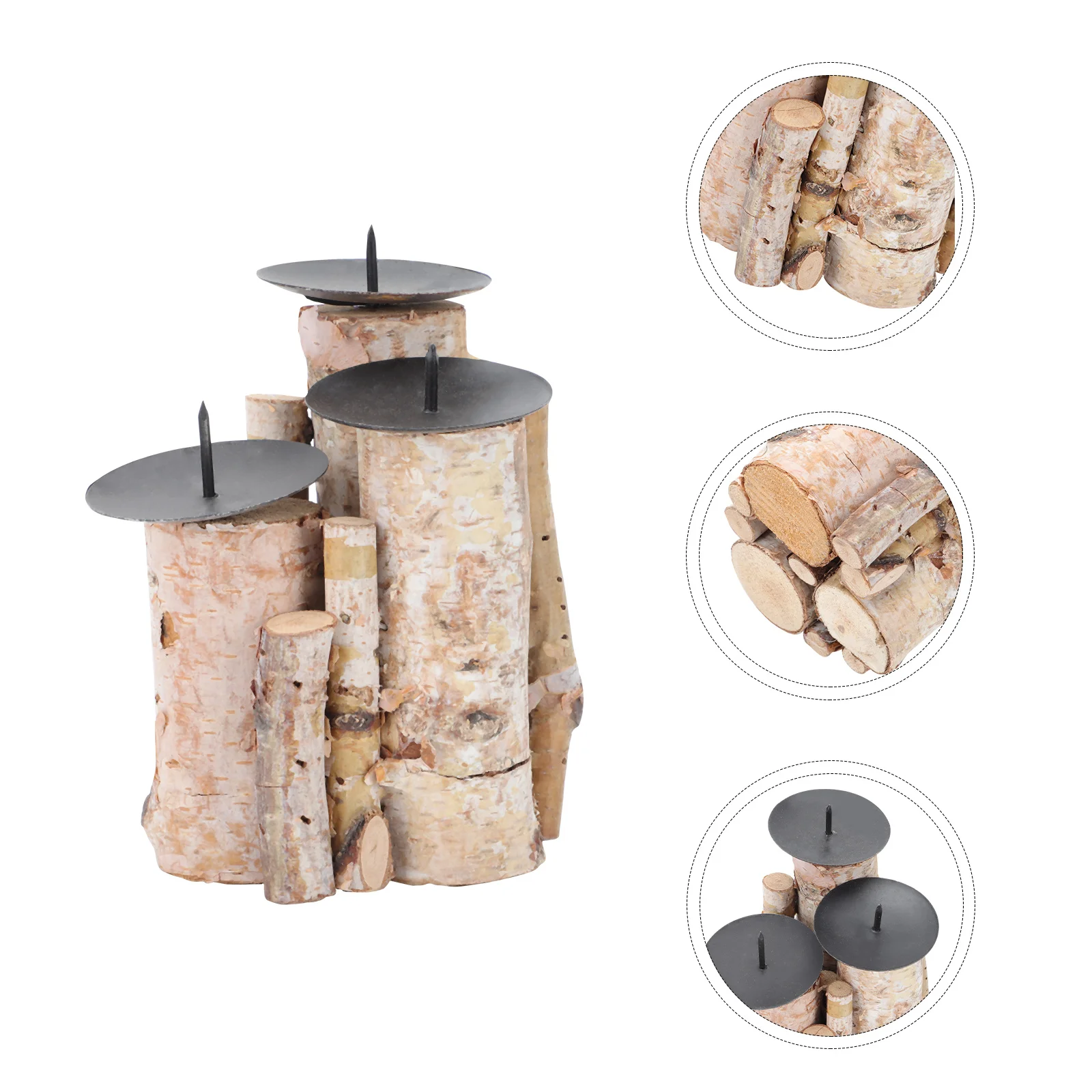 

Wooden Candlestick Candleholder Exquisite Wood Decor Beige Home Art Desktop Craft Romantic Party Decoration Gift Long Lasting