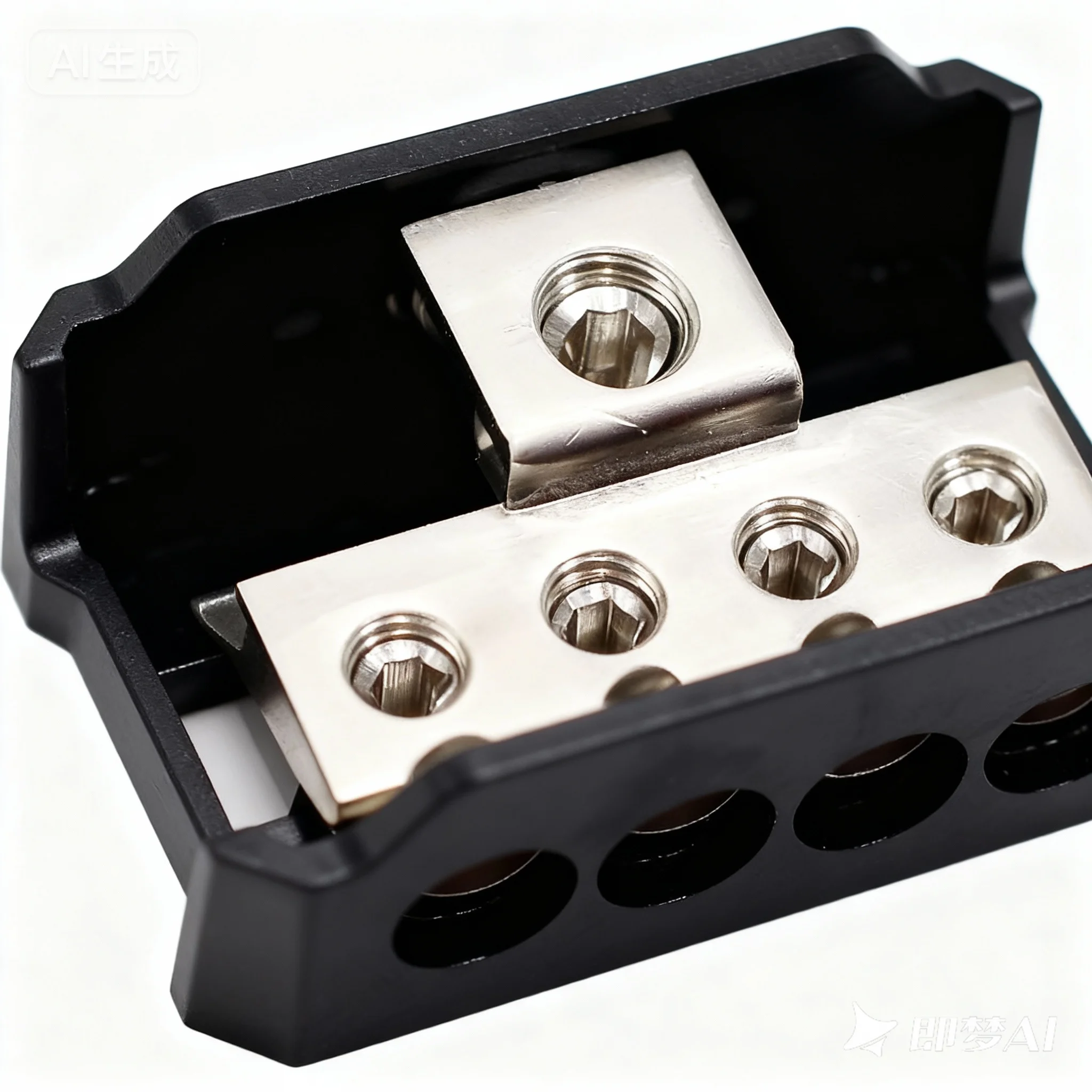 

12V pure copper distribution block splitter for ship, automatic 4-way, 4/8/10 instrument input/output, 0/2/4 AWG automotive crim