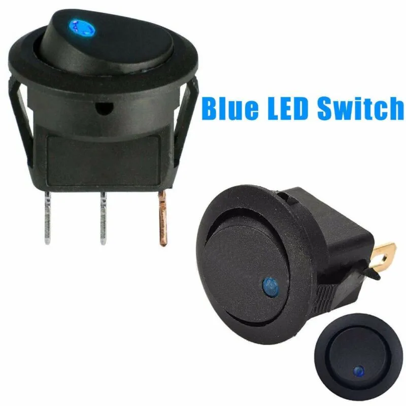 Illuminated Round Rocker Switch, Blue Light, Suitable for Wranglers and Boats, Easy Installation, and Safe Illuminated