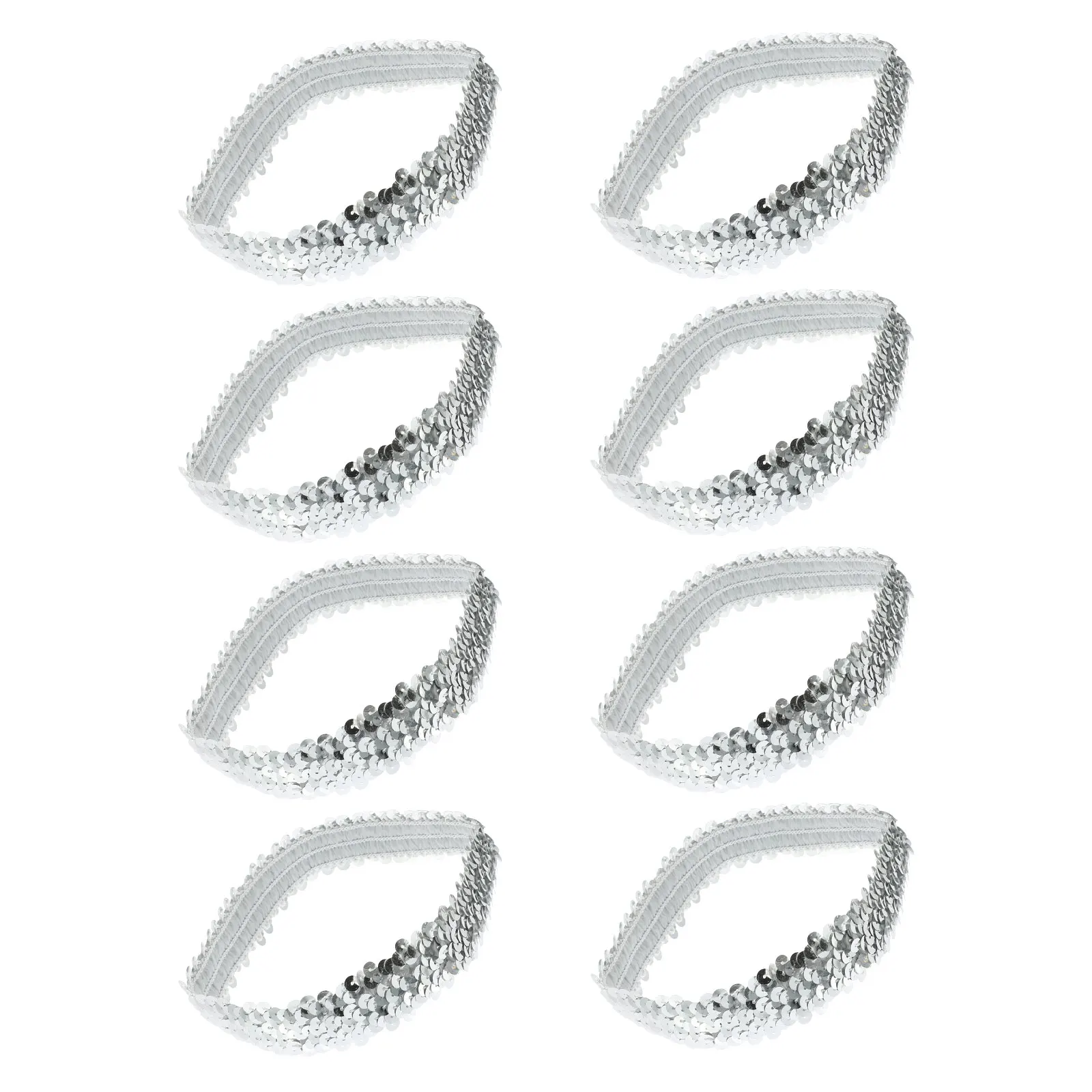 

12 Pcs Sequin Headband Hair Accessories Elastic Silver Women Girl Headbands Headdress Hair Tool Party Daily Wear Gift