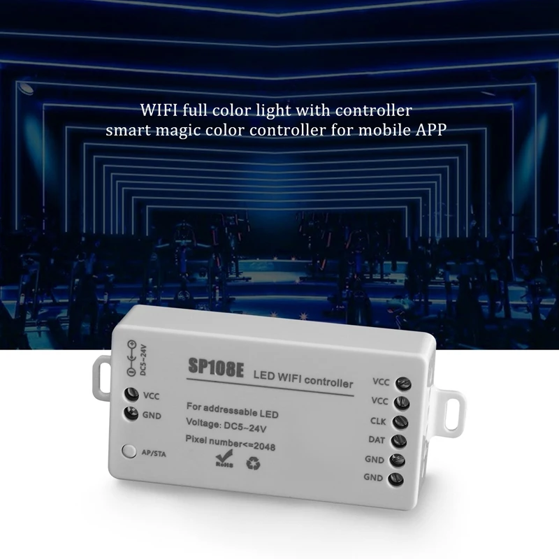 SP108E LED Wifi Magic Controller WS2812B WS2813 ฯลฯ LED Strip โมดูลสมาร์ท APP ไร้สายควบคุม IOS 10/Android 4.4 DC5-24V