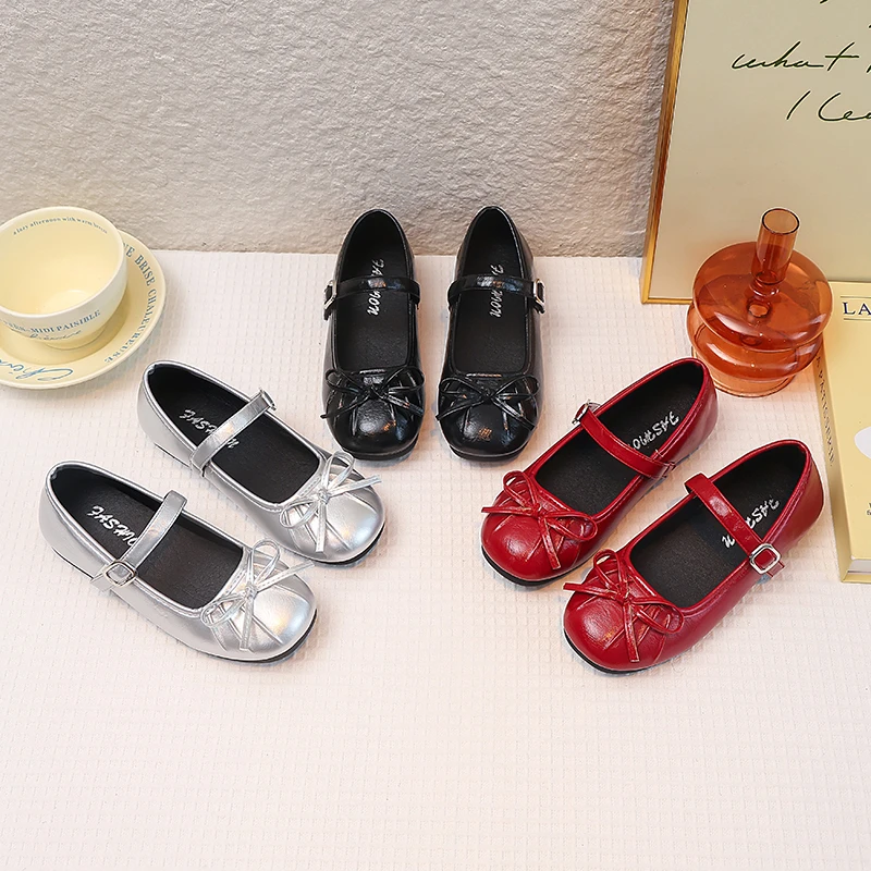 

Детские туфли принцессы для девочек, новинка 2023 года, осенние балетки для малышей с бантом, мягкая подошва, элегантная школьная танцевальная обувь для девочек