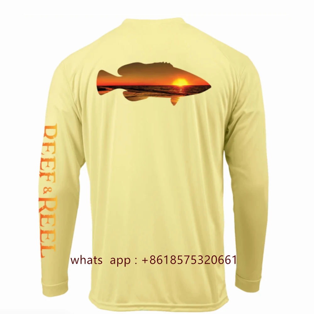 Reef & Reel męskie koszule wędkarskie letnie szybkie suche ubiór na przedstawienie z długim rękawem Camisa De Pesca oddychająca odzież wędkarska