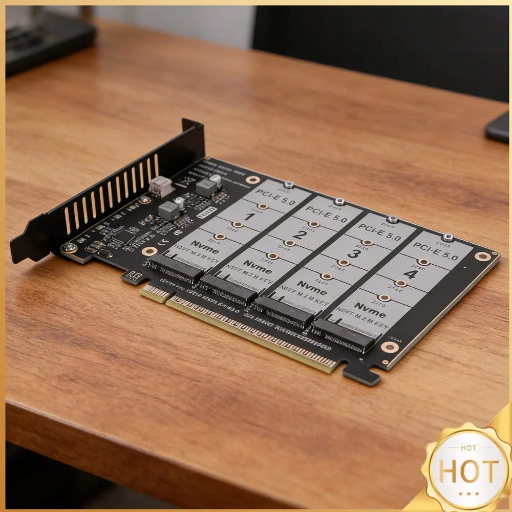 PCIE Express 5.0 Gen5 Gen4 X16 Adapter Bifurcation Card To 4X NVME M.2 NGFF SSD Adapter Card Hard Drive Converter