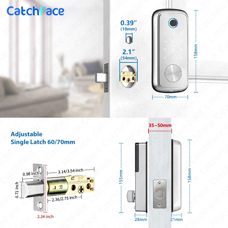 Imagem -04 - Fechadura Inteligente de Porta Automática Brasil T1pro Fechadura Inteligente para Alexa Wi-fi Ttlock Aplicativo Impressão Digital Entrada sem Chave Centro de Controle de Teclado