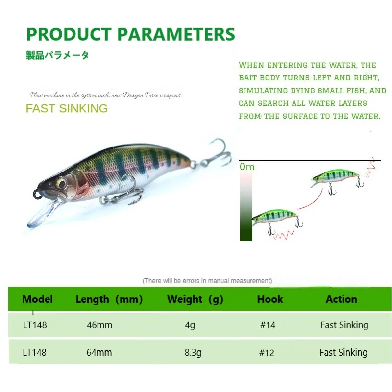 TSUYOKI الحدباء 46 غرق البلمة 46 مللي متر 4 جرام نهر الصيد Ajing لعبة إغراء البلاستيك سمك السلمون المرقط الطعم الثنائي GH46 الحدباء Wobblers