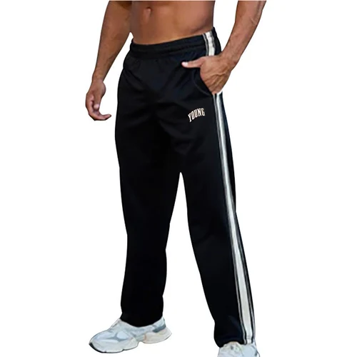 Imagen 2 del producto Pantalones largos para correr de pierna ancha, finos, deportivos, informales, simples, modernos, sueltos y de estilo americano, superventas