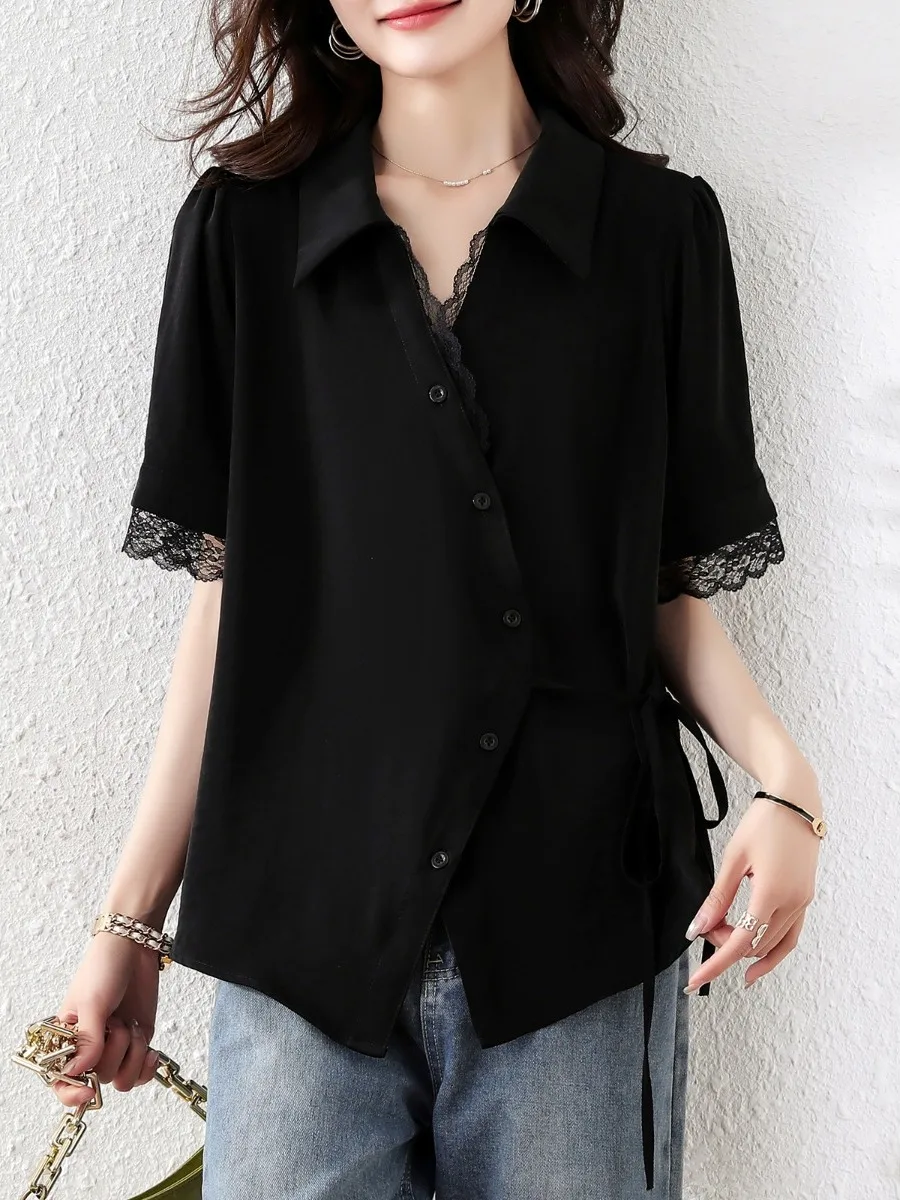 

Fashionable Casual Loose Slimming Women's Shirt Simple Design Versatile Long Sleeve Polyester Fiber Summer 2026 Tailored Single