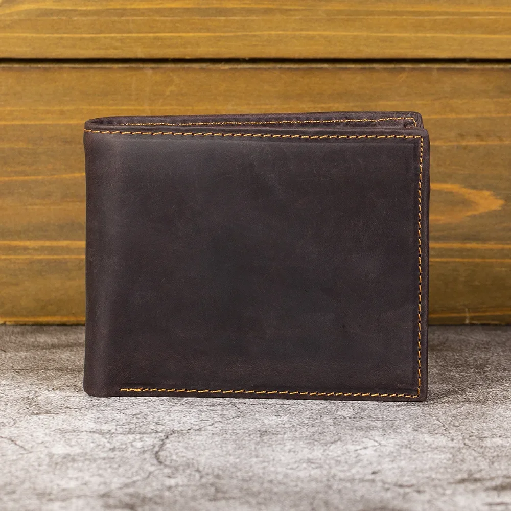 

Retro Horizontal Men's Genuine Leather Wallet with Crazy Horse Skin Craftsmanship