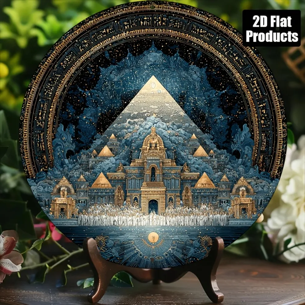 Rundes Aluminiumschild mit Vintage-Ägypten-Motiv, 20,3 x 20,3 cm, Wanddekoration für die Küche zu Hause