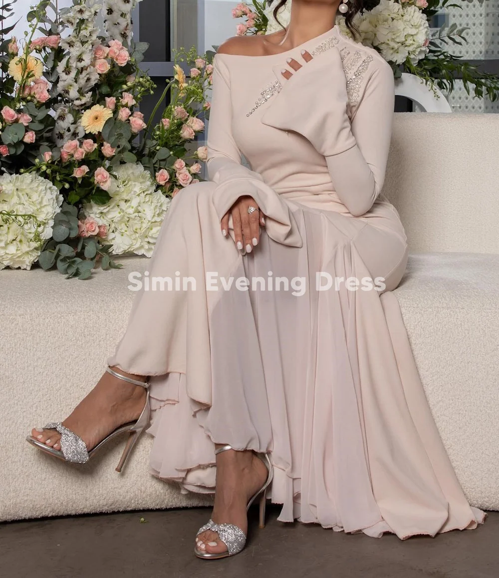 فساتين سهرة فاخرة من Simin بكتف واحد مطرز بحورية البحر بطول الكاحل في دبي بأكمام طويلة فستان أنيق 2025