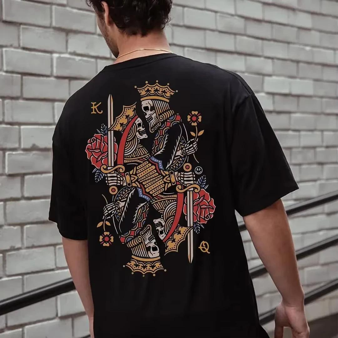 Summer 2026 New Men's Fashion Weird Pattern Print Quick-Dry Material Trendy Element Graphic Hipster High Street T Shirt Summer