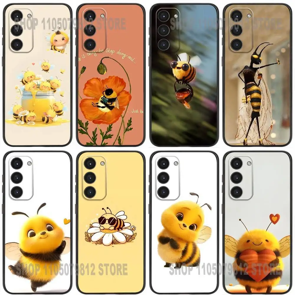 

Cute Cartoon Honeybee Phone Case For Samsung Galaxy A32,21s,22,31,52,53,72,73,Note20,8,9,10 Soft Silicone Black Cover
