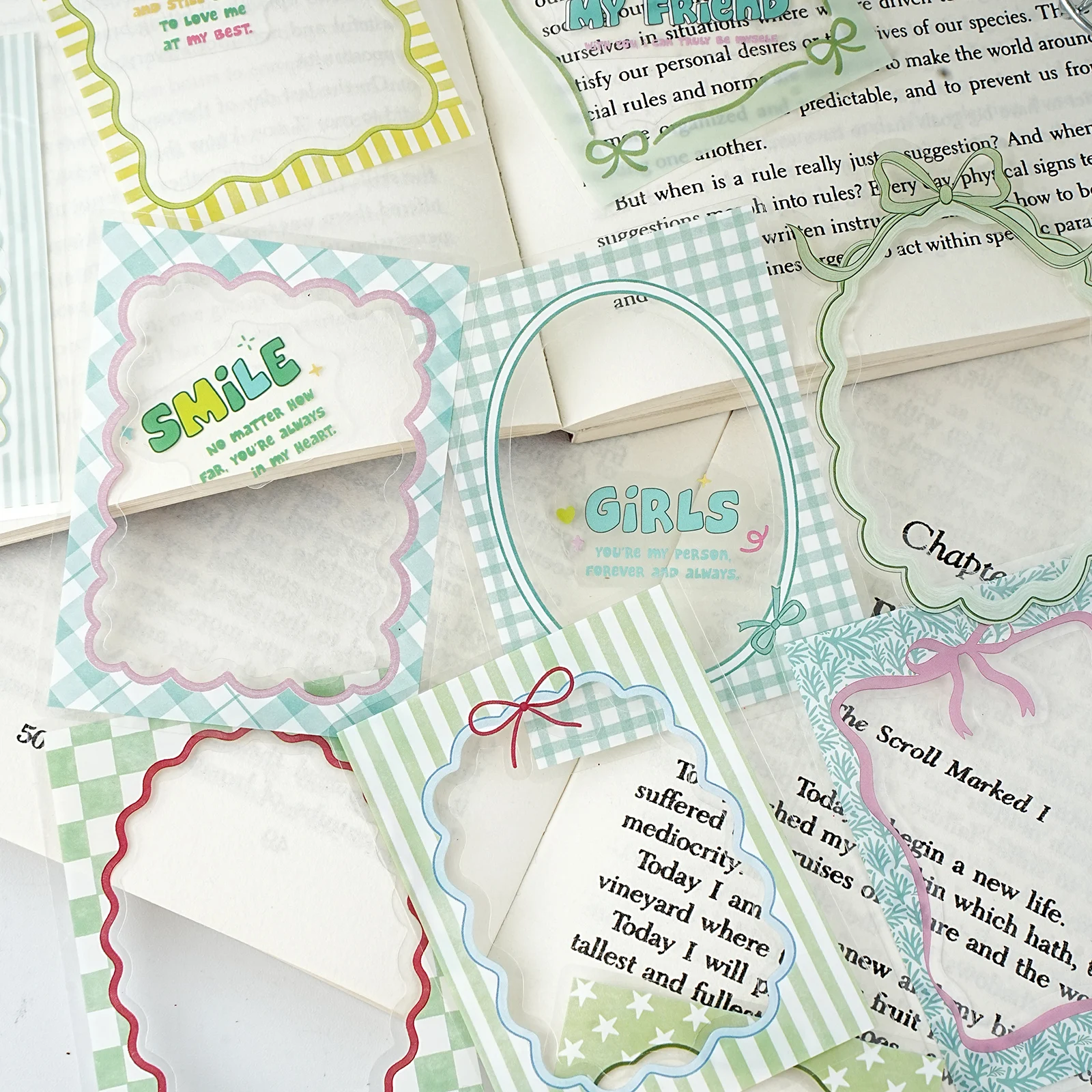 Etori Life Fresh Green Border Stickers, Forest Style Ins Style Decorative Frame Stickers Suitable for Notebooks, Phone Backs, Water Bottles, Suitcases, Guitars, Bicycles, Diaries, Scrapbooking Supplies, Office Decoration Accessories, DIY Crafts, Student Gift Bags, Gift Box Packaging, Ita Bags and Guka Cards, Posters and Magazines, Label Seals, Decorative Stickers, School Supplies - view 5