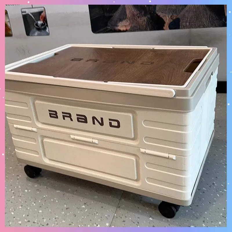 

Foldable Storage Box Portable Wheeled Collapsible Cart Car Trunk Large Capacity Outdoor Camping Gear Vehicle Travel Picnic Box