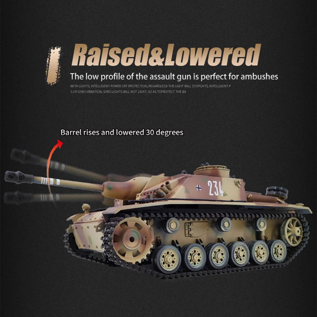 1/16 réservoir télécommandé Henglong 3868 pistolet d'assaut électrique télécommande allemande pistolet d'assaut électrique RC modèle de réservoir jouet