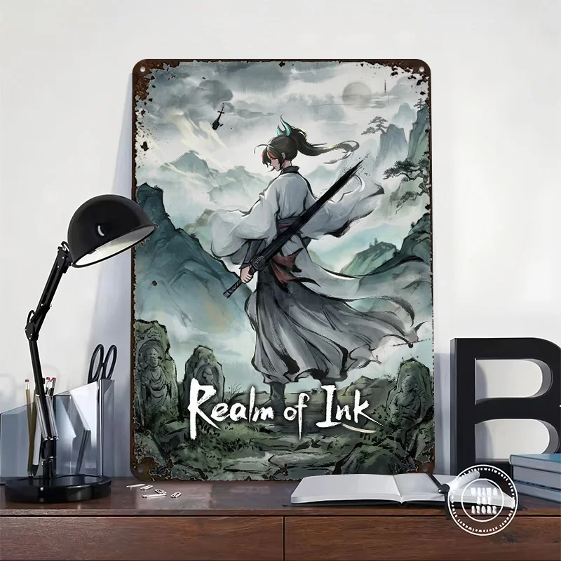 Realm of Ink 3D Printed Texture Poster Personalized Wall Art Retro Metal Tin Signs for Decoration Garage Accessories Home Decor