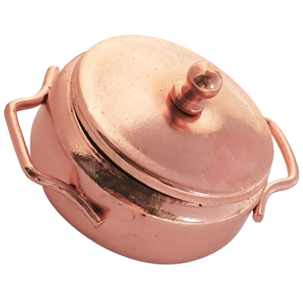 

Decorative Miniature Stew Pot Realistic Shape Metal Finish Kitchen Mini Cookware for Dollhouse Decoration Educational Kids Play