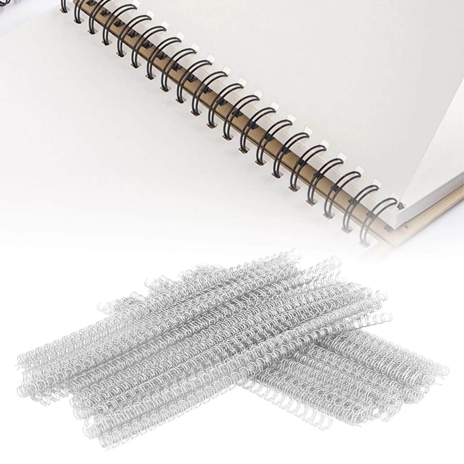 100PCS Loop Binding Wire Double Loop Wire Binding Spine 20 Sheet Capacity 3:1 Pitch 34 Loop 6.4mm Diameter Set Kit for A4 Paper