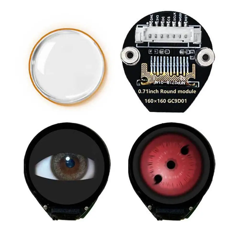 Dual Electronic Eyes 0.71 Inch Round LCD Display RGB IPS HD for Arduino Raspberry/Pi/PICO/STM32 60×RGB×160 SPI Driver GC9D01