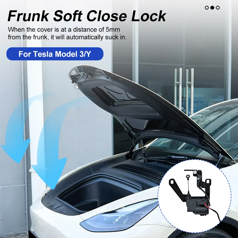 

For Tesla Model 3 Y 2021 2022 2023 2024 Car Frunk Soft Closing Lock Front Trunk Close Lock Automatic Electric Cover System