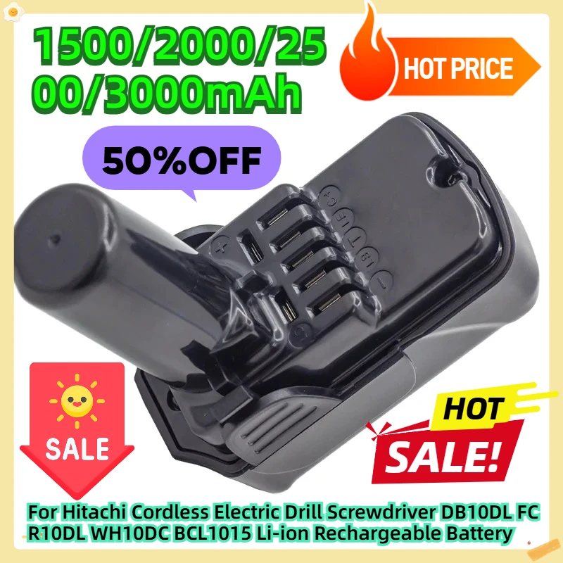 

For Hitachi Cordless Electric Drill Screwdriver DB10DL FCR10DL WH10DC BCL1015 Li-ion Rechargeable Battery 2.0Ah 12V