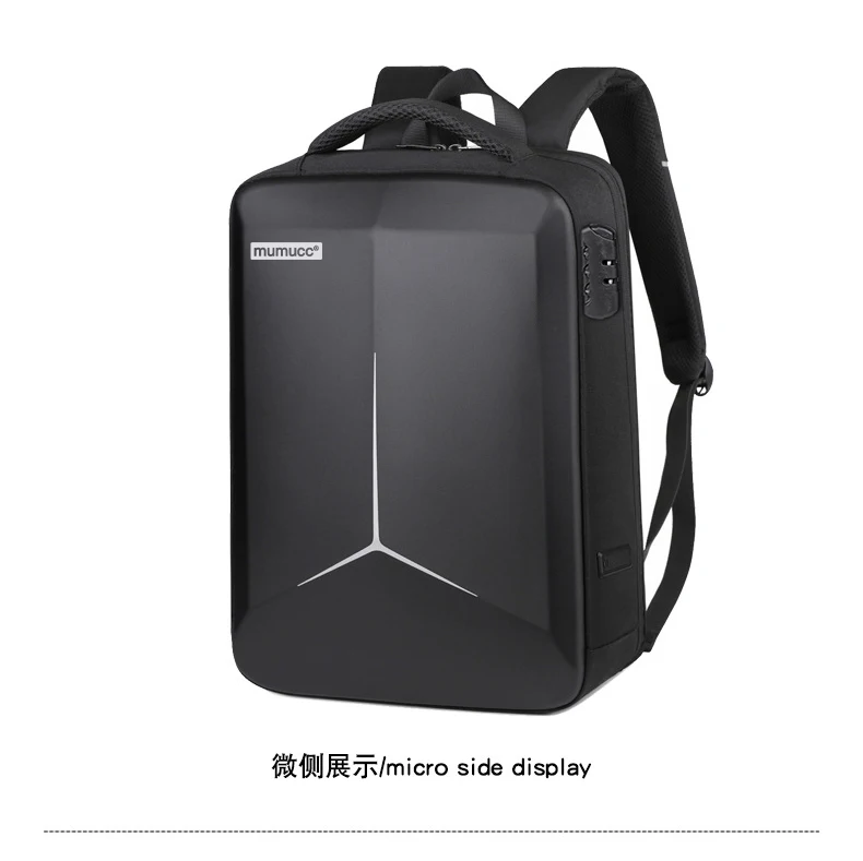MUMUCC Hard EVA Shell Laptop Backpack Shockproof USB Type C Charging Anti Theft Password Lock Travel Backpack with Luggage Strap
