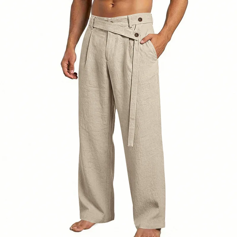 Grenzüberschreitende italienische Neapolitaner Gorger Old Money Style Herren Freizeithose aus Leinen im Commuter-Stil – Detail 7