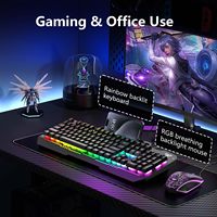 AULA New T102 104 Keys Gaming Keyboard and Mouse Combo with RGB Backlit All-Metal Panel USB Wired Keyboard for MAC Xbox PC Gamer