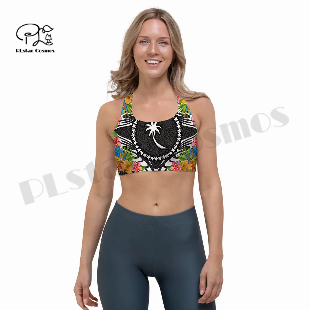 PLstar Cosmos Newest 3DPrint Chuuk Polynesia Tribal Tattoo Yoga Sport Bra Cup Fitness Gym Cozy Unique Women'Vest Running Hot Top