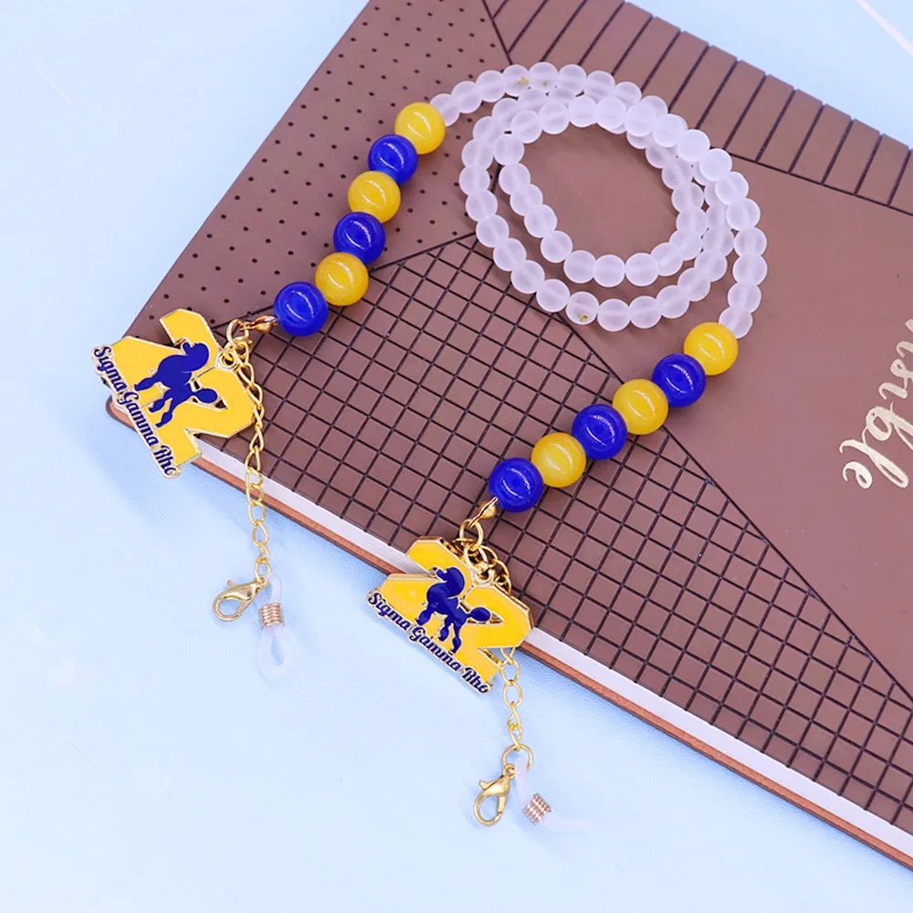 Blue Yellow Sorority Greek Letters Sigma Gamma Rho Pretty Poodle Charm Lanyard Sunglasses Chain