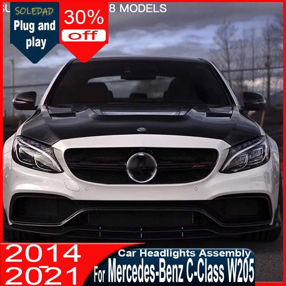 

Car Headlights For Mercedes-Benz C class W205 2015-2021 US EU Version LED Auto Headlamp Assembly Projector Lens Accessories