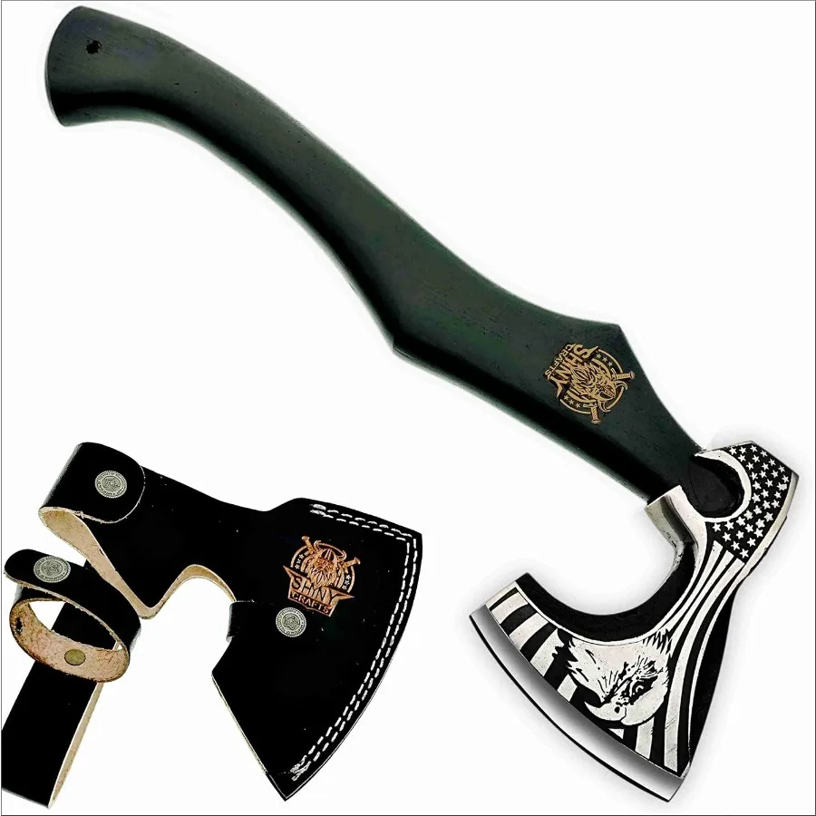 SHINY CRAFTS-Axes Berserker Axe Hatchet Tomahawk Battle Axe-Handmade Viking Axe with Carbon Steel Head with Ashwood Handle Viki