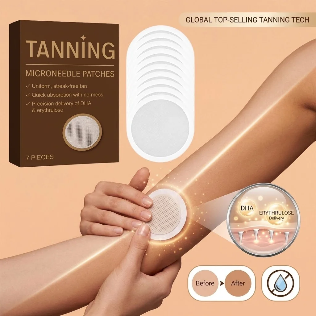 Sunless Tanning Microneedle Patches Overnight Streak-Free Bronze Body Glow Self Tanner Sticker for Men Women 7Pcs