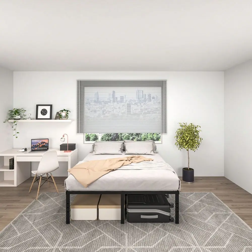 

Каркас кровати 18 дюймов с местом для хранения, прочная основа для матраса, легкая сборка, не требует пружинного блока, черный цвет, размер Twin Full Qu.