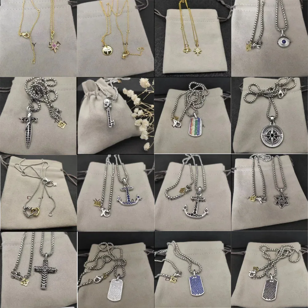 

2025 High DYXL Quality Stylish Silver Dy Jewelry Boat AnchorShield Pendant Necklace for Party Wear with Everyday Wear