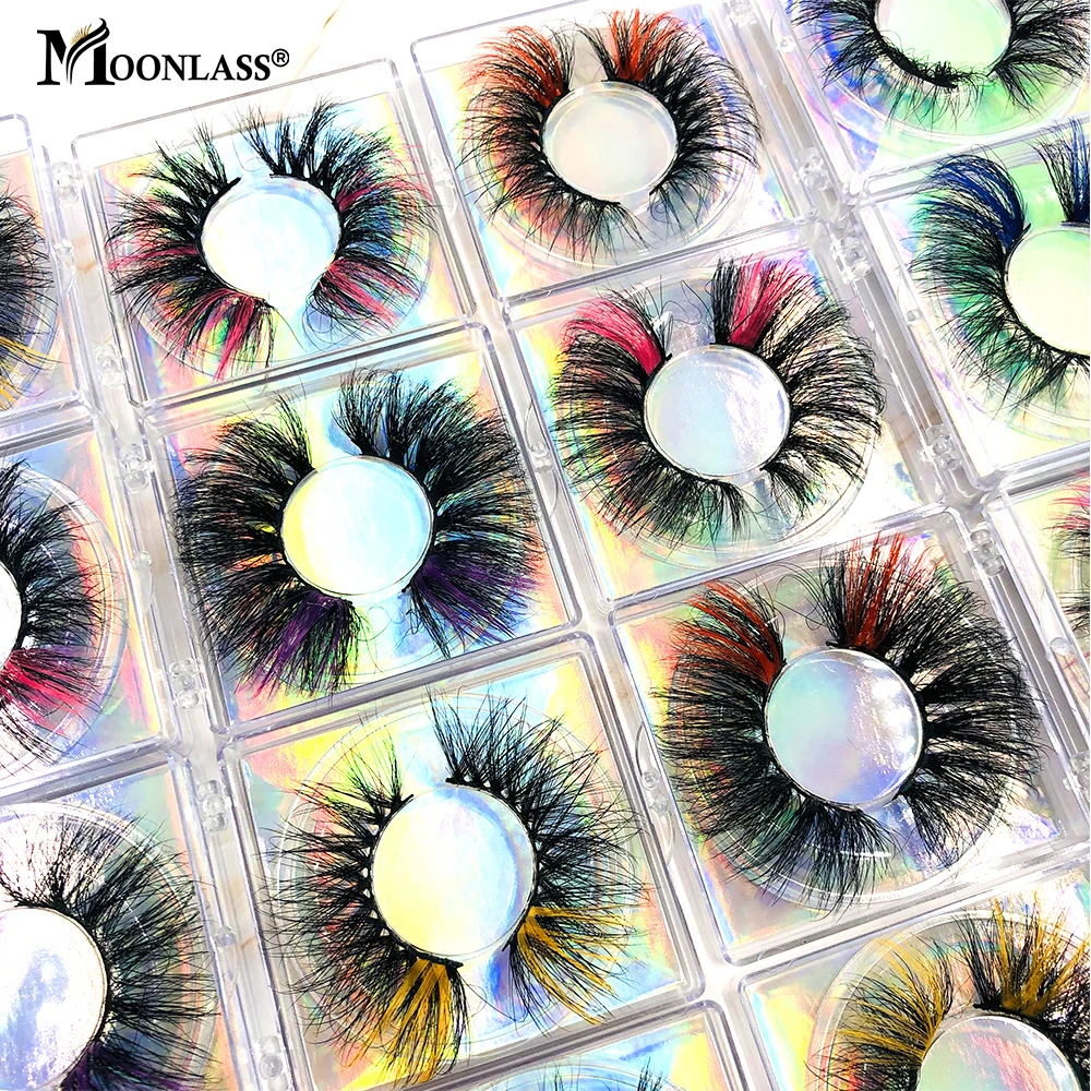 Wholesale Colored Lashes Packaging Boxes 10/20/30/50 Pairs Colorful Mink Lashes Bulk Makeup Fake Eyelashes Cases Lash Extension