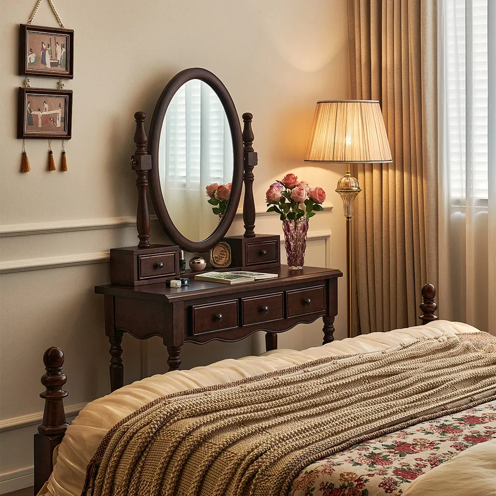 Комод в американском стиле кантри высокой четкости, ретро, ностальгический маленький туалетный столик для спальни, 1 метр Комод в американском стиле кантри высокой четкости, ретро, ностальгический маленький туалетный столик для спальни, 1 метр