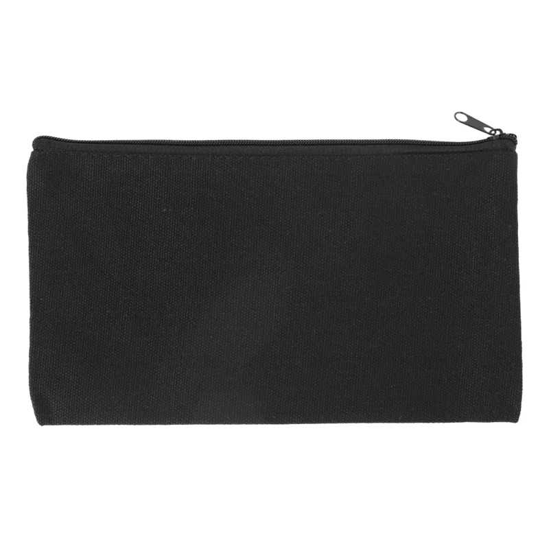 

A19E-120 Pcs Canvas Zipper Pouch Bags Canvas Makeup Bags Pencil Case Blank DIY Craft Bags For Travel DIY Craft School Black