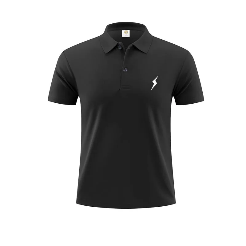 Men's Short Sleeve Polo Shirt Minimalist Lightning Bolt Print Casual Collared T-Shirt Slim Fit Sporty Office Daily Wear Soft Top