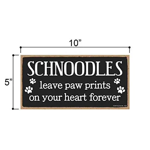 Honey Dew Gifts Schnoodles Leave Paw Prints, Wooden Pet Memorial Home Decor, Decorative Dog Bereavement Wall Sign, 