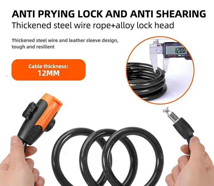 

Сверхмощный противоугонный велосипедный тросовый замок с ключом — универсальный замок для MTB/скутера и держатель (2025 новых дизайна)