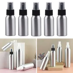 5Pcs Aluminium Spray Bottles Refillable Empty Metal Perfume Mist Atomiser