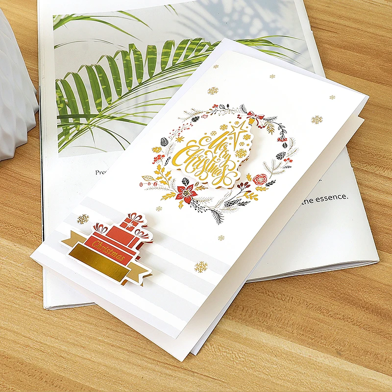 

8pcs Christmas Greeting Cards Santa Claus Blessings Greeting Cards With Envelope New Year Postcard Gift Card Xmas Party Decor