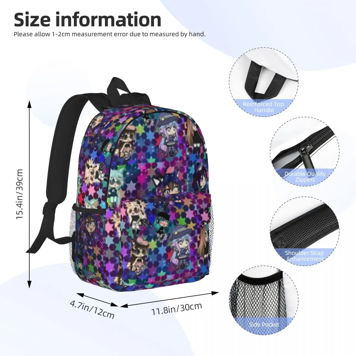 Backpack Printed Lightweight Casual Children's Schoolbag Youth Backpack Anime Cartoon Schoolbag 15inch